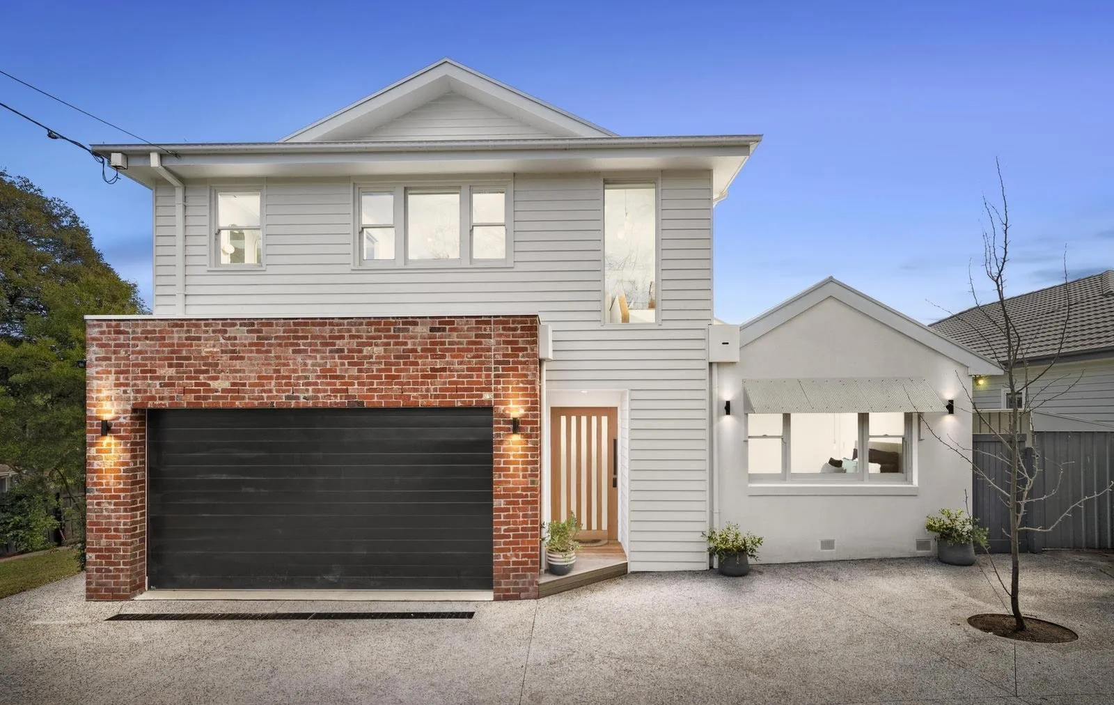 Modern house with brick facade and garage